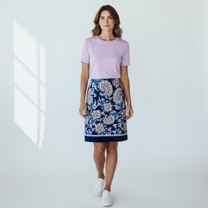 TALBOTS Paisley Pencil Skirt Sz 12 Floral Cotton Preppy Office Work Career Job